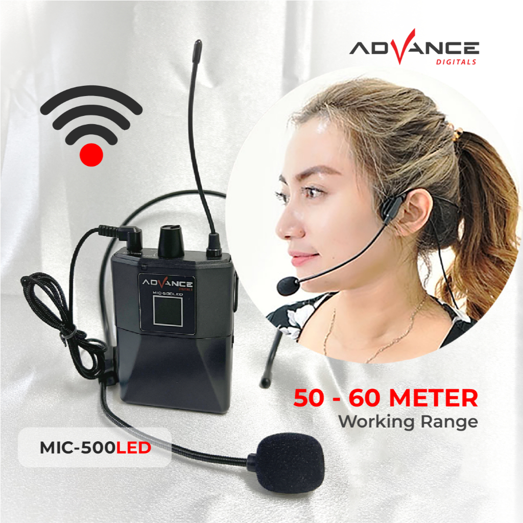 Advance Digitals MIC-500 LED  Mic Wireless Mikrofon Clip On Garansi Resmi 1 Tahun Microphone