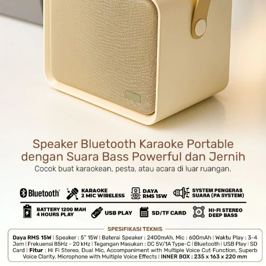Advance Digitals V-13 Speaker Lampu Karaoke Bass Plus 2 Mic Wireless Bluetooth Speaker USB Speaker Komputer