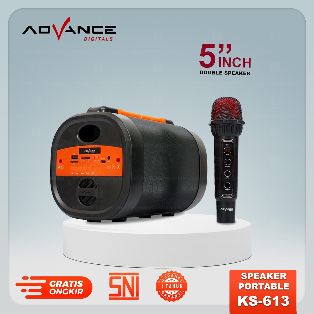 Advance Digitals KS-613 Speaker Bluetooth Portable With Mic Wireless Karaoke Recharger USB Garansi Resmi 1 Tahun
