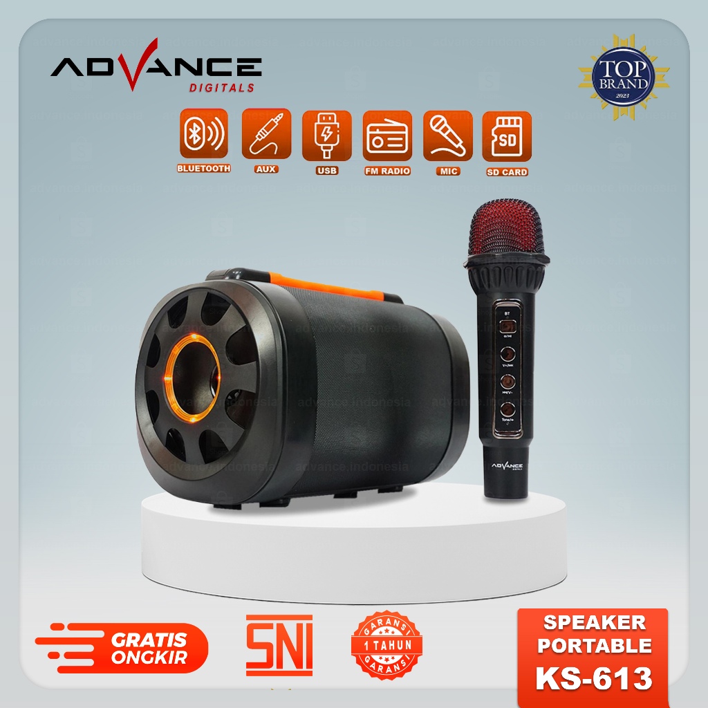 Advance Digitals KS-613 Speaker Bluetooth Portable With Mic Wireless Karaoke Recharger USB Garansi Resmi 1 Tahun