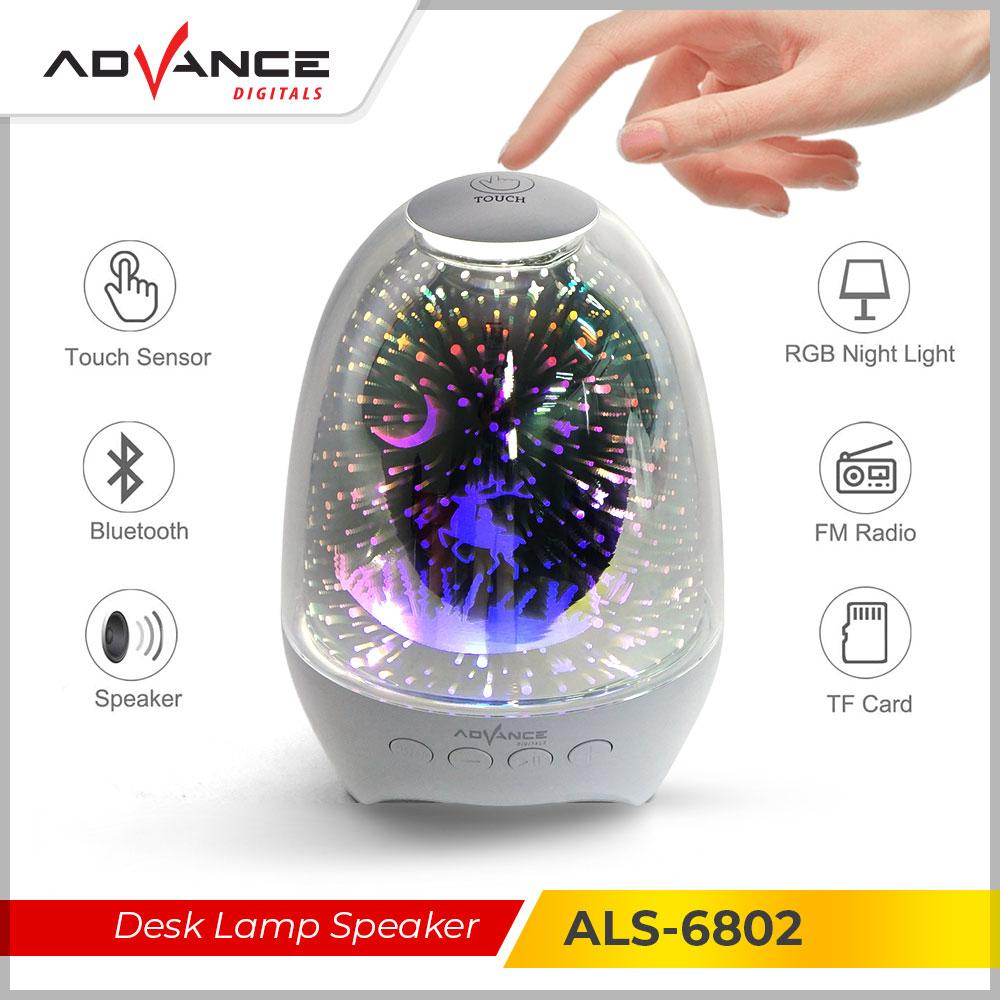Advance Digitals ALS6802 Speaker Portable Bluetooth Touch Lamp Speaker Portable Desk Lamp Speaker Lampu Flame Lamp