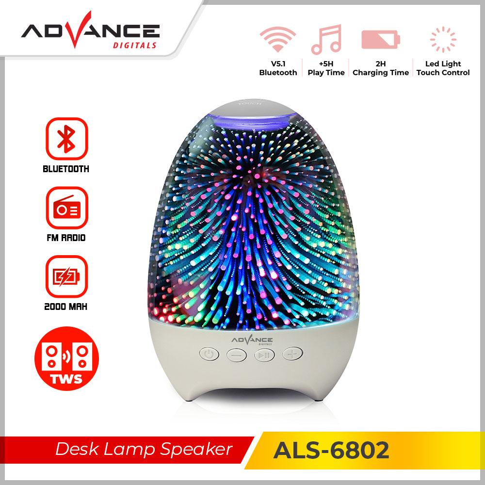 Advance Digitals ALS6802 Speaker Portable Bluetooth Touch Lamp Speaker Portable Desk Lamp Speaker Lampu Flame Lamp