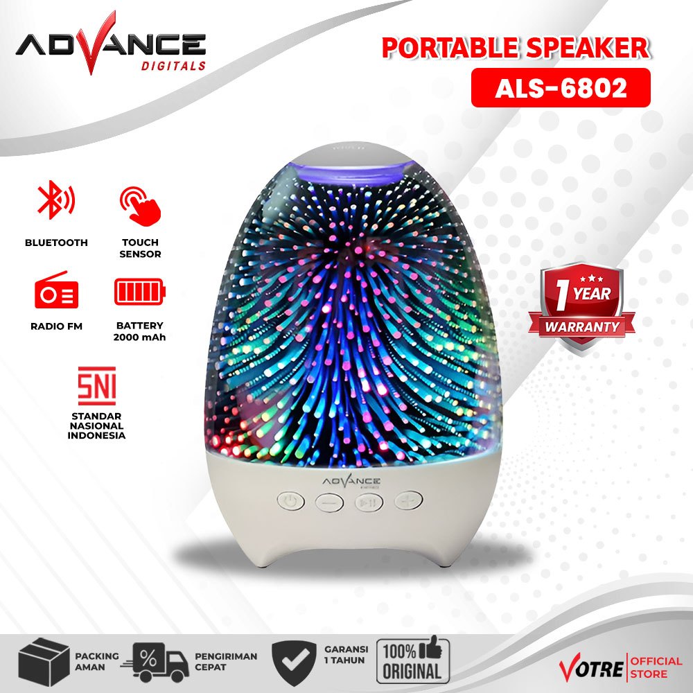 Advance Digitals ALS6802 Speaker Portable Bluetooth Touch Lamp Speaker Portable Desk Lamp Speaker Lampu Flame Lamp