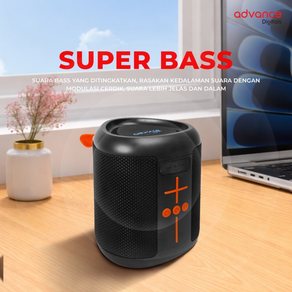 Advance Digitals V-4 Speaker Splash Proof Portable Bass Bluetooth Speaker Garansi 12 Bulan