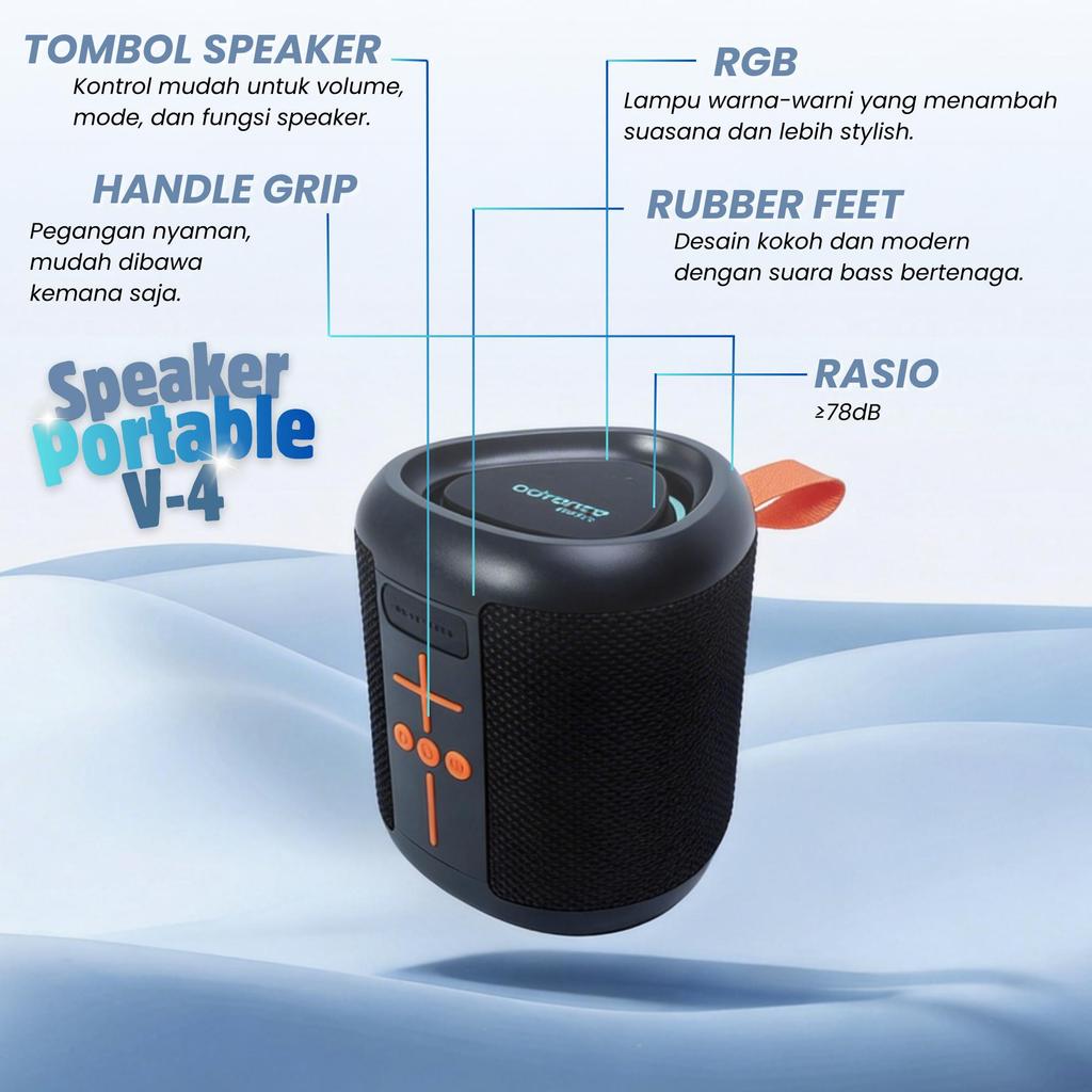 Advance Digitals V-4 Speaker Splash Proof Portable Bass Bluetooth Speaker Garansi 12 Bulan