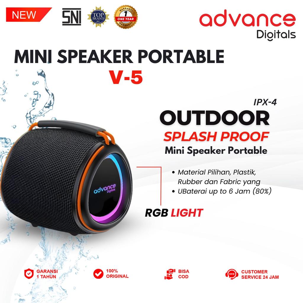 Advance Digitals V-5 Speaker Portable Bass Bluetooth Speaker Garansi 12 Bulan