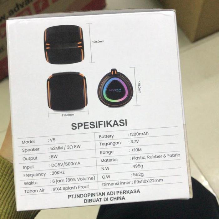 Advance Digitals V-5 Speaker Portable Bass Bluetooth Speaker Garansi 12 Bulan