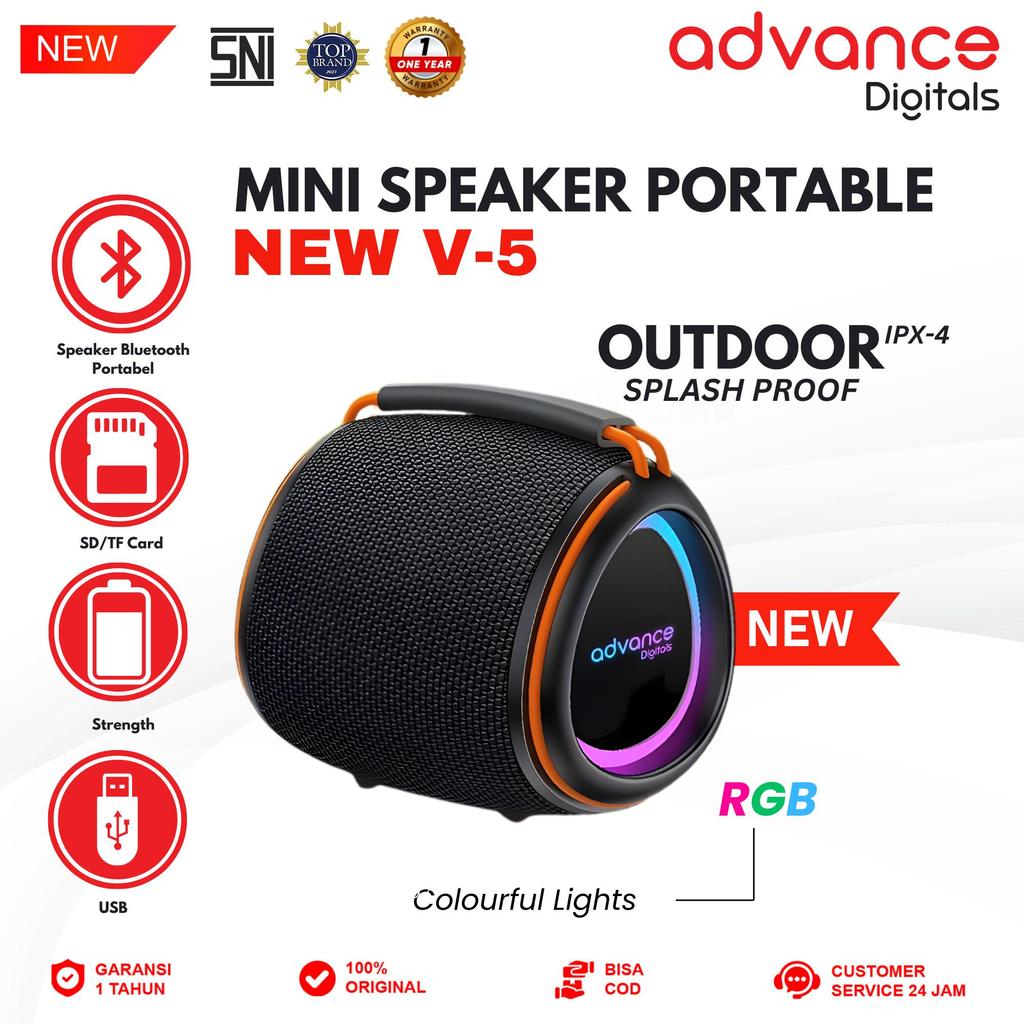 Advance Digitals V-5 Speaker Portable Bass Bluetooth Speaker Garansi 12 Bulan