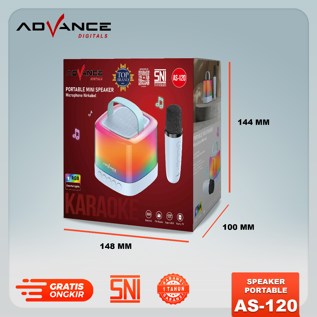 Advance Portable Karaoke Speaker AS-120 Lampu Tidur Speaker Karaoke Speaker Advance Speaker Salon Advance Speaker Aestetik Garansi Resmi 1 Tahun