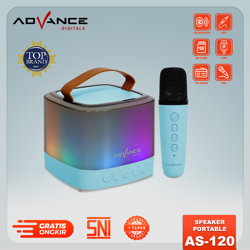 Advance Portable Karaoke Speaker AS-120 Lampu Tidur Speaker Karaoke Speaker Advance Speaker Salon Advance Speaker Aestetik Garansi Resmi 1 Tahun
