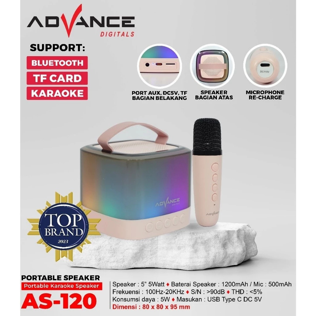 Advance Portable Karaoke Speaker AS-120 Lampu Tidur Speaker Karaoke Speaker Advance Speaker Salon Advance Speaker Aestetik Garansi Resmi 1 Tahun