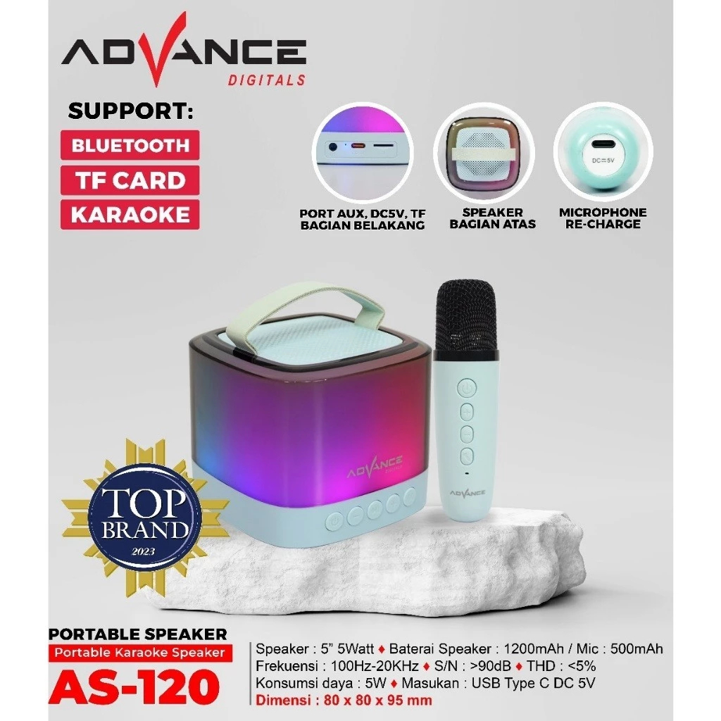Advance Portable Karaoke Speaker AS-120 Lampu Tidur Speaker Karaoke Speaker Advance Speaker Salon Advance Speaker Aestetik Garansi Resmi 1 Tahun