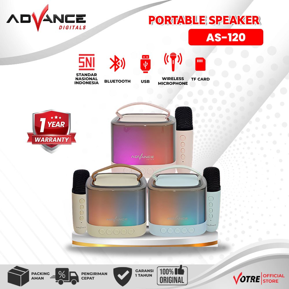 Advance Portable Karaoke Speaker AS-120 Lampu Tidur Speaker Karaoke Speaker Advance Speaker Salon Advance Speaker Aestetik Garansi Resmi 1 Tahun