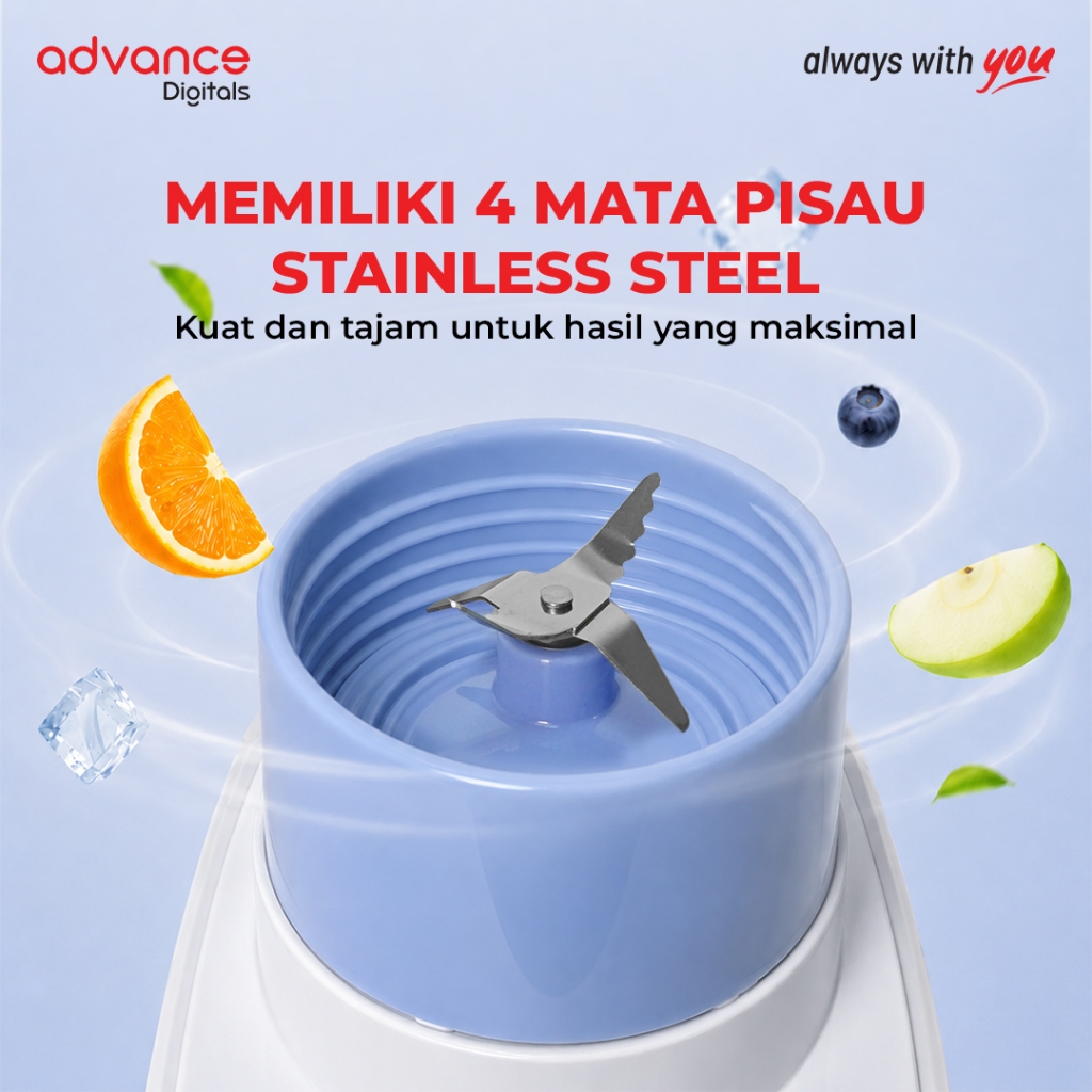 Advance Digitals BL2 Blender Kaca 2in1 Mixer 1.25L Food Masher 4 Mata Pisau Multifungsi Bergaransi  Food chopper