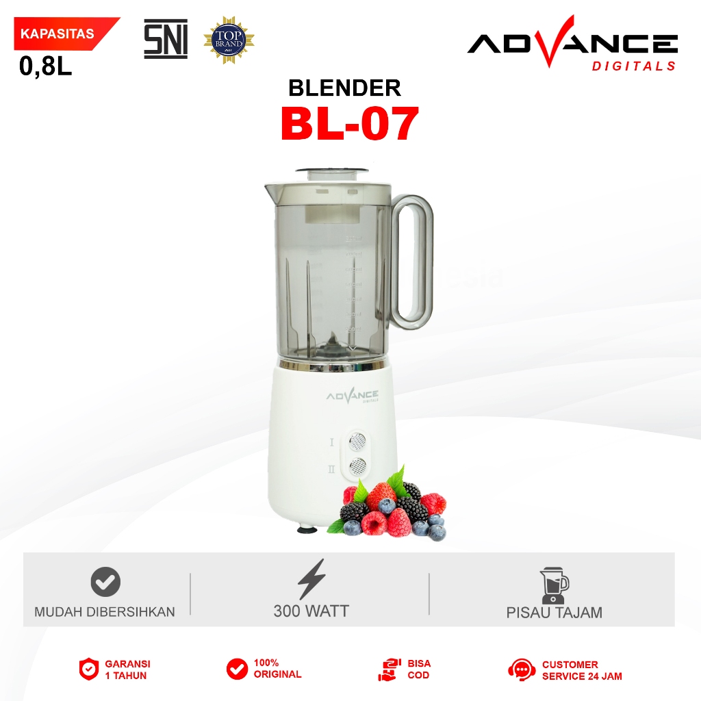 Advance Digitals BL-7 Blender Listrik 800ml 2 Kecepatan Daya 300 Watt Garansi Resmi 1 Tahun