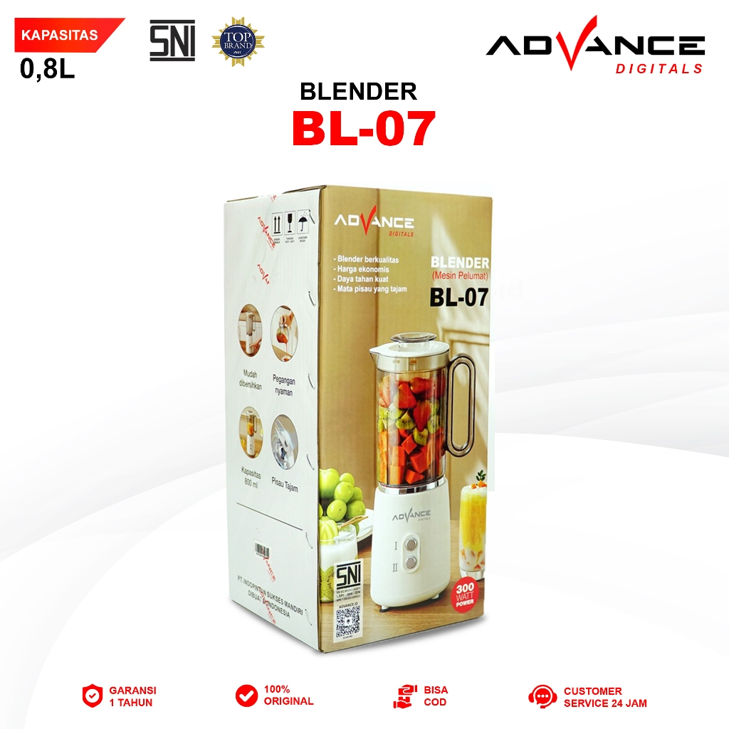 Advance Digitals BL-7 Blender Listrik 800ml 2 Kecepatan Daya 300 Watt Garansi Resmi 1 Tahun