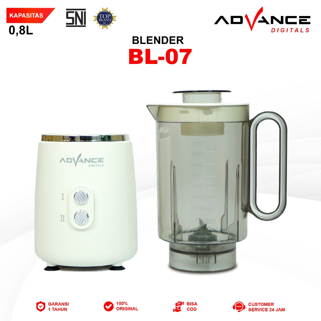 Advance Digitals BL-7 Blender Listrik 800ml 2 Kecepatan Daya 300 Watt Garansi Resmi 1 Tahun
