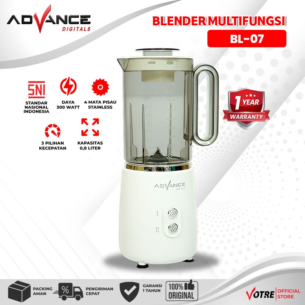 Advance Digitals BL-7 Blender Listrik 800ml 2 Kecepatan Daya 300 Watt Garansi Resmi 1 Tahun