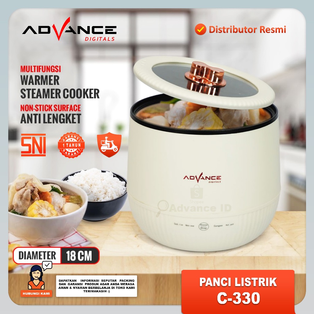 Advanve Digitals Panci Listrik Multifungsi Bisa Masak Nasi C-330 GARANSI RESMI 1TAHUN