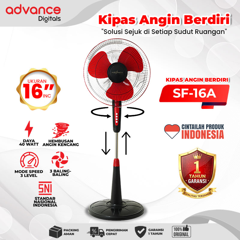 VOTRE Kipas Angin Standfan 16" SF-16A Advance Digitals Kipas berdiri 3 Speed Garansi 12 Bulan