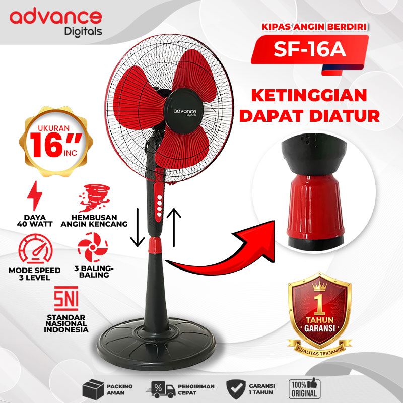 VOTRE Kipas Angin Standfan 16" SF-16A Advance Digitals Kipas berdiri 3 Speed Garansi 12 Bulan