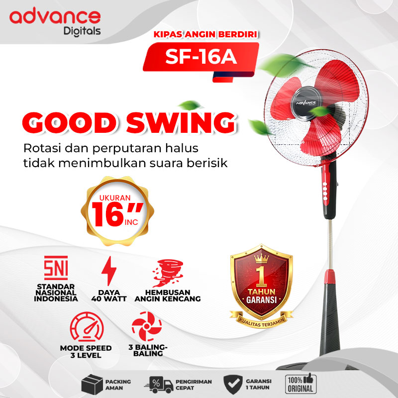 VOTRE Kipas Angin Standfan 16" SF-16A Advance Digitals Kipas berdiri 3 Speed Garansi 12 Bulan