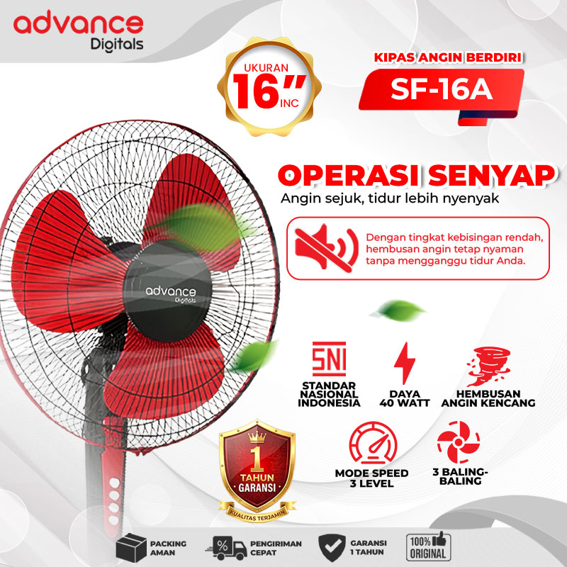 VOTRE Kipas Angin Standfan 16" SF-16A Advance Digitals Kipas berdiri 3 Speed Garansi 12 Bulan