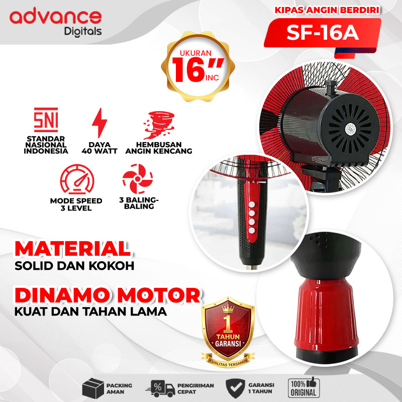 VOTRE Kipas Angin Standfan 16" SF-16A Advance Digitals Kipas berdiri 3 Speed Garansi 12 Bulan