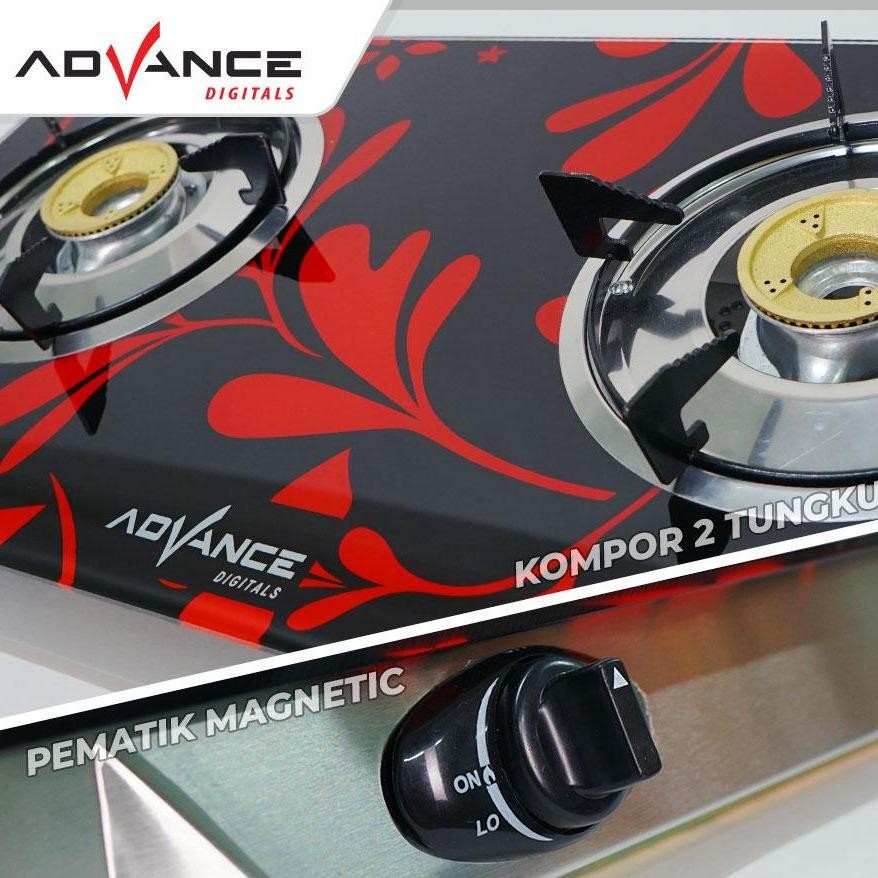 Advance Kompor Gas Kaca Tempered Glass 2 Tungku Advance GB-201K Garansi 1 Tahun