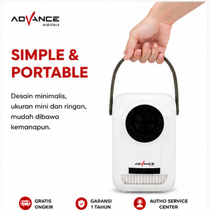 Advance AP 01 Proyektor Portabel, Proyeksi Pintar HD 1080P Home Theater Android  6500 Lumens Full HD LCD LED Garansi 12 Bulan