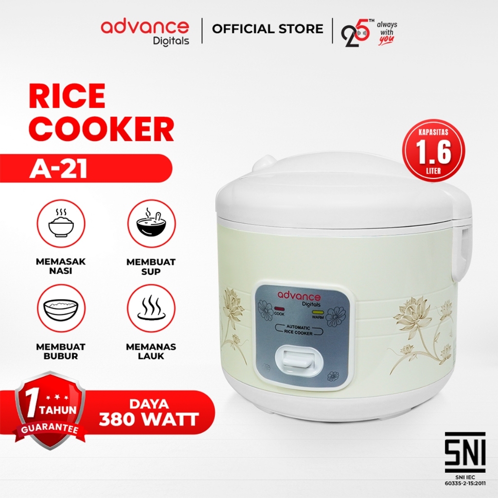 Advance A-21 Rice Cooker Elektrik Penanak Nasi Multifungsi 1.8 L 3in1 Garansi Resmi 1 Tahun Bisa COD