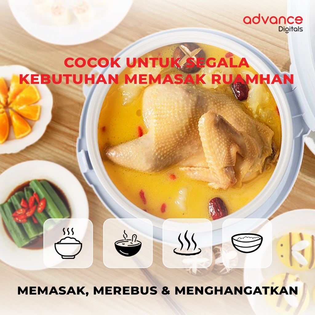 Advance A-21 Rice Cooker Elektrik Penanak Nasi Multifungsi 1.8 L 3in1 Garansi Resmi 1 Tahun Bisa COD
