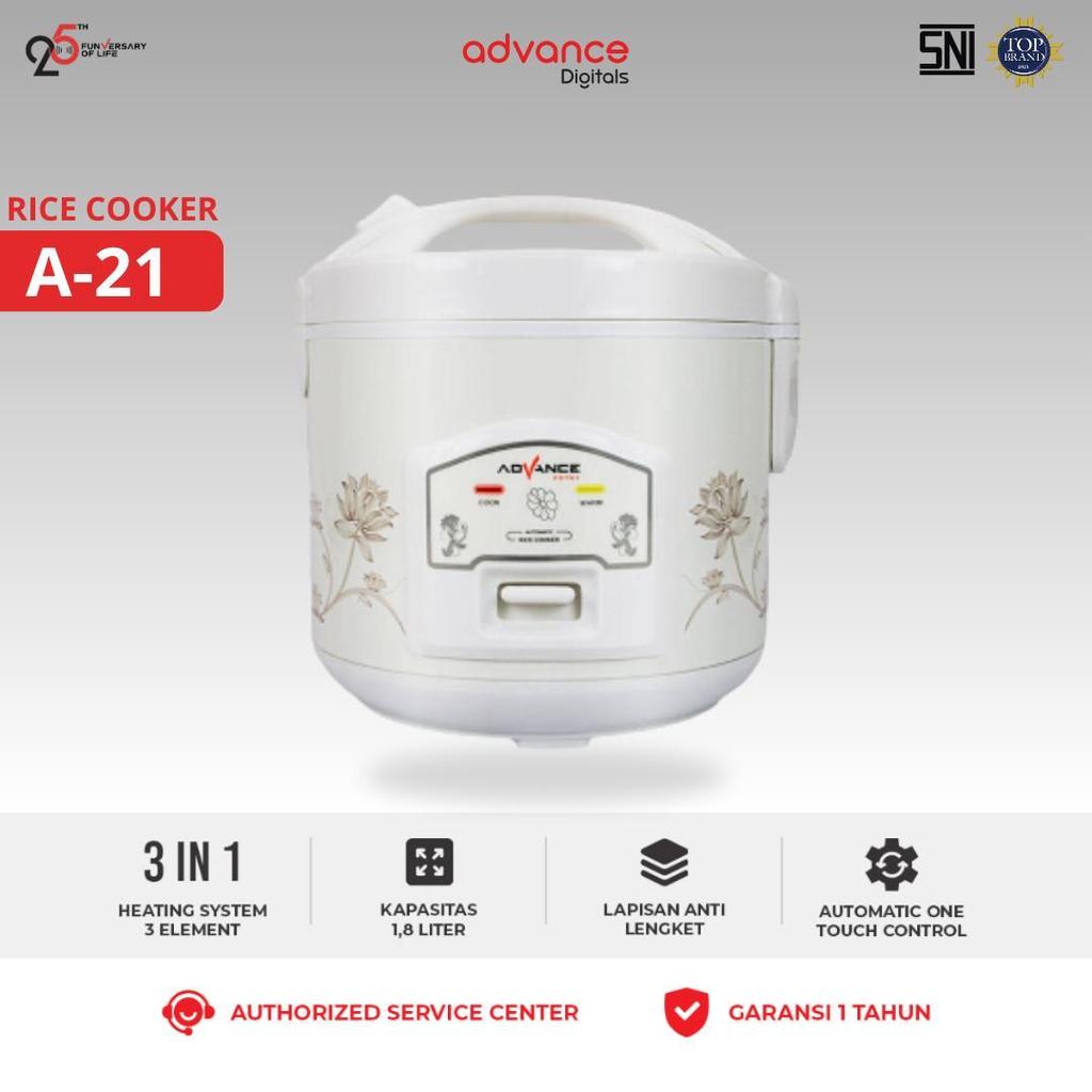 Advance A-21 Rice Cooker Elektrik Penanak Nasi Multifungsi 1.8 L 3in1 Garansi Resmi 1 Tahun Bisa COD
