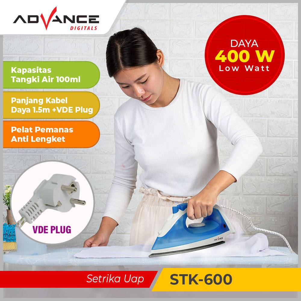 Advance Setrika Uap Listrik Anti Lengket Advance STK-600 Garansi Resmi 1 Tahun
