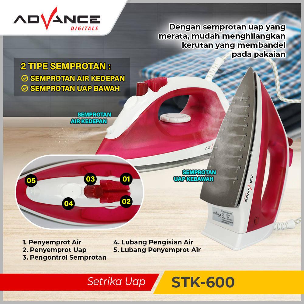 Advance Setrika Uap Listrik Anti Lengket Advance STK-600 Garansi Resmi 1 Tahun