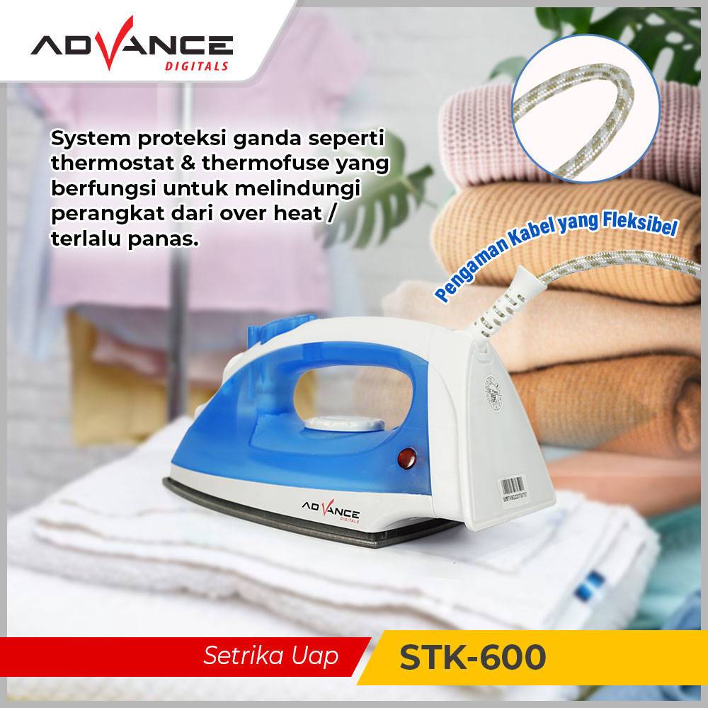 Advance Setrika Uap Listrik Anti Lengket Advance STK-600 Garansi Resmi 1 Tahun