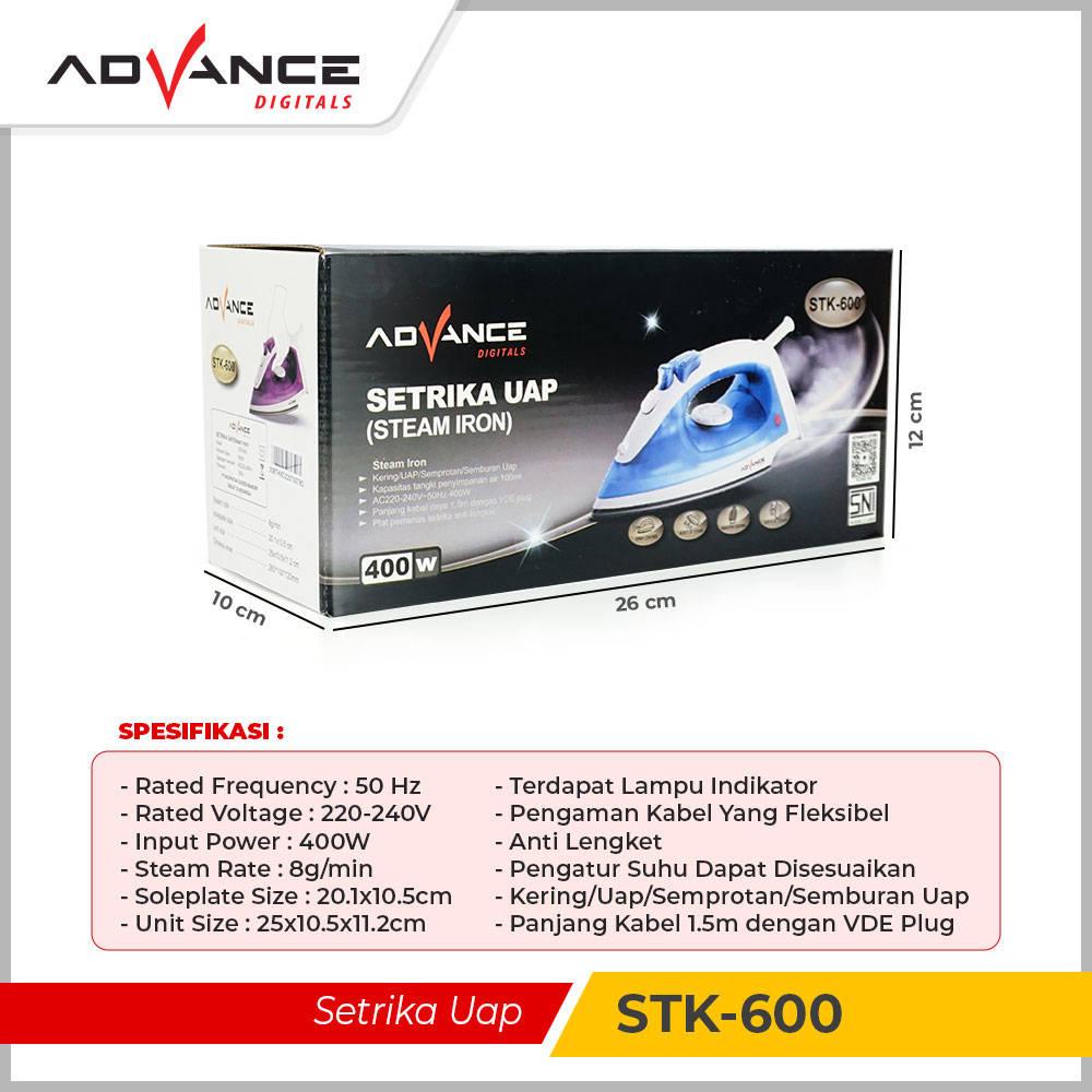 Advance Setrika Uap Listrik Anti Lengket Advance STK-600 Garansi Resmi 1 Tahun