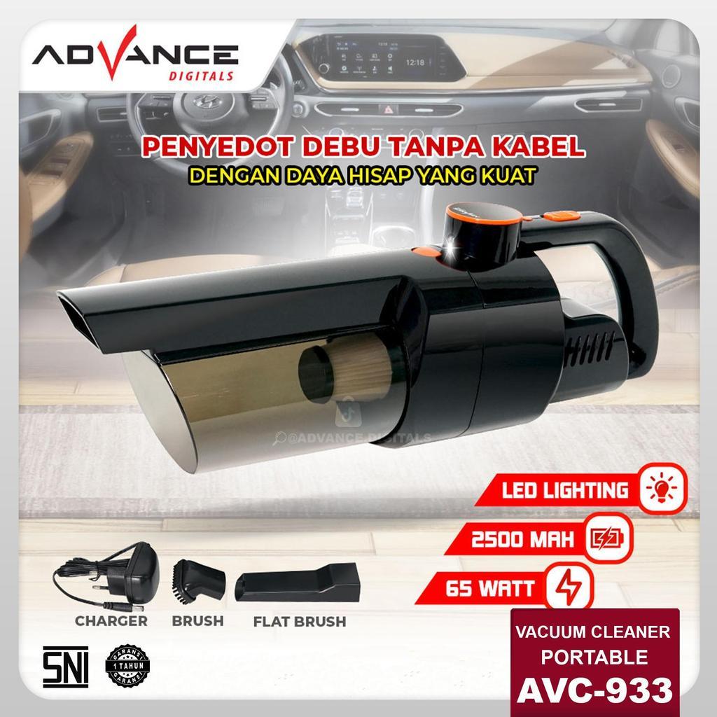 Advance Digitals AVC-933 Vacum Cleaner Portable Daya Baterai Besar 2500 mAh 65 Watt LED Lightning Vakum Tabung Pel dan Sapu Listrik Garansi Resmi 1 Tahun