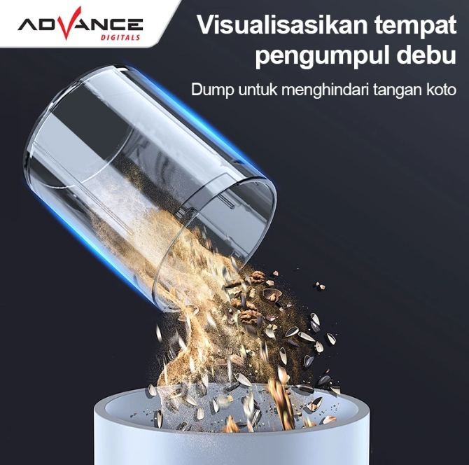 Advance Digitals AVC-933 Vacum Cleaner Portable Daya Baterai Besar 2500 mAh 65 Watt LED Lightning Vakum Tabung Pel dan Sapu Listrik Garansi Resmi 1 Tahun