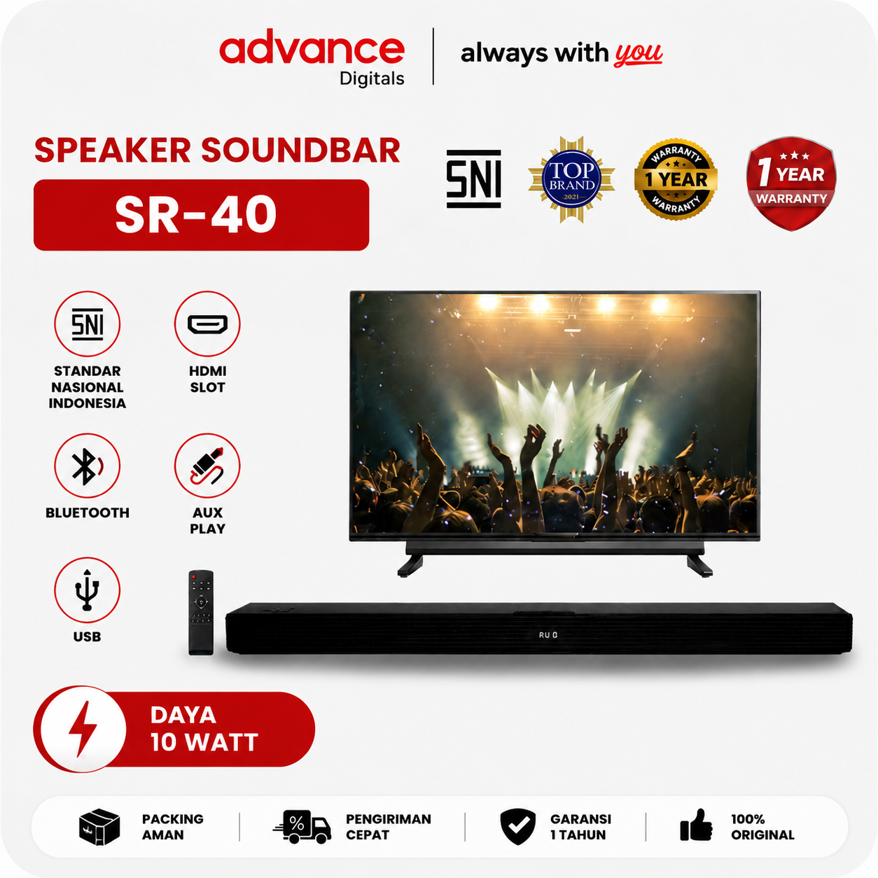Advance Digitals Bluetooth Speaker Soundbar Music Box Sub woofer SR40 TV Speakers