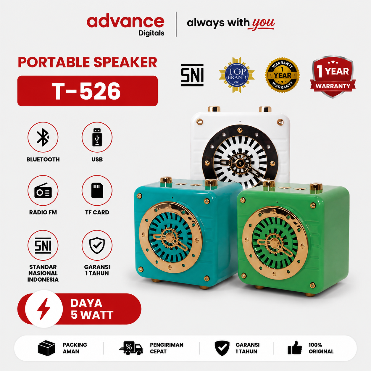Advance Digitals T-526 Portable Speaker Bluetooth Speaker Bass Speaker Mantap Garansi Resmi