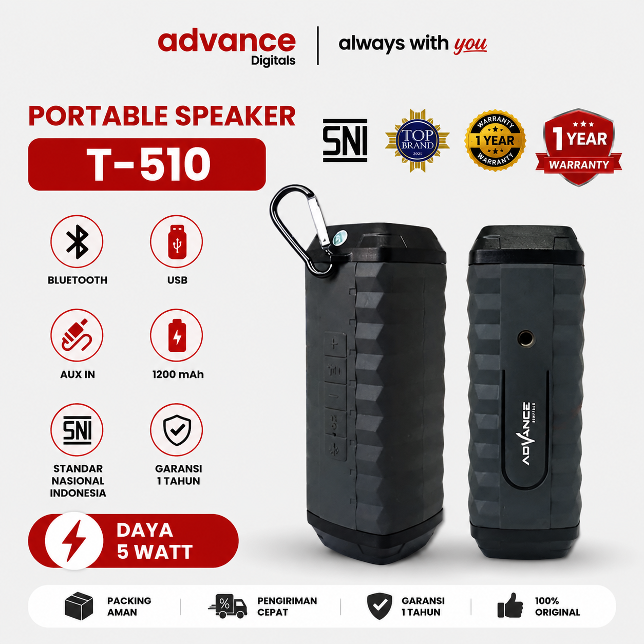 Advance Digitals T-510 Spesial Speaker Bass Multifungsi Plus Senter Speaker Bass Bergaransi Resmi
