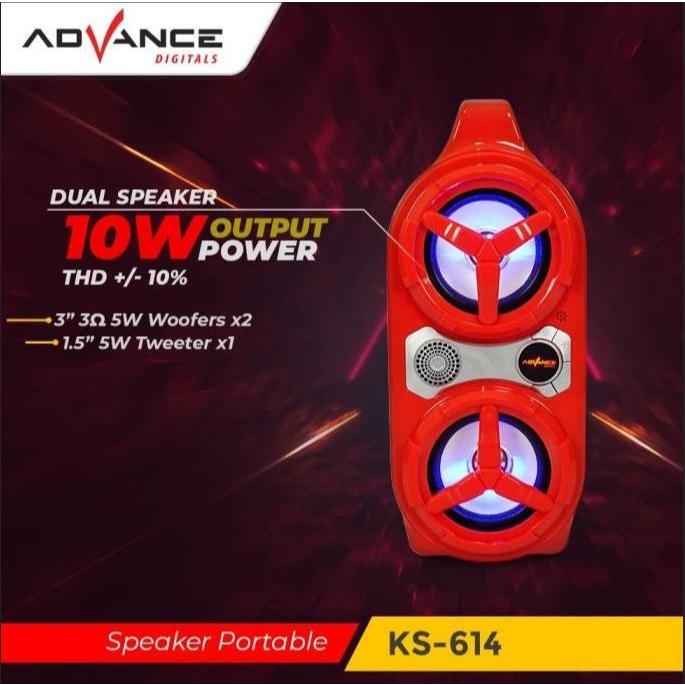 Advance Digitals KS-614 Speaker Portable Bluetooth dengan 1 Mic Wireless Karaoke