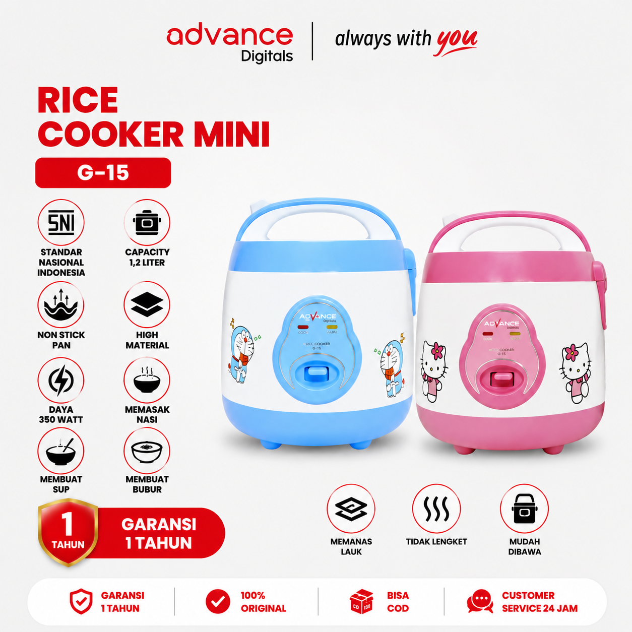 Advance Digitals Rice cooker G15 1.2 L magic com 350W penanak nasi