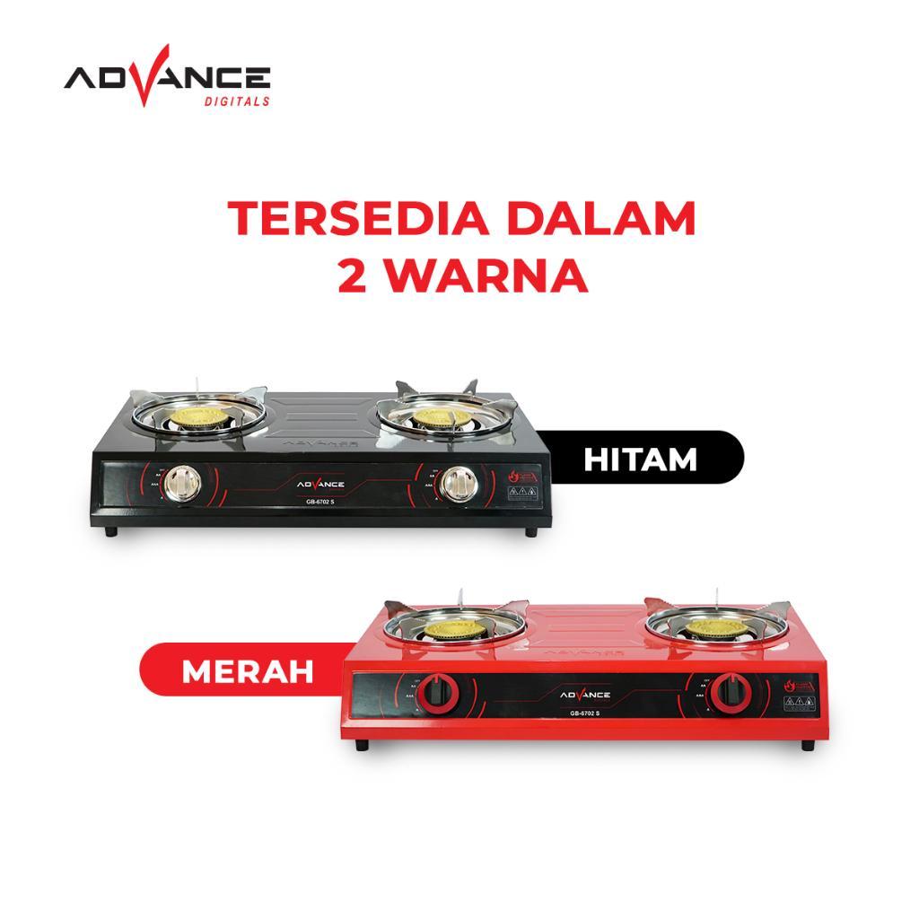 Advance GB-6702S Kompor Gas 2 Tungku Api Biru Bahan Tebal irit Gas Garansi Resmi 1 Tahun