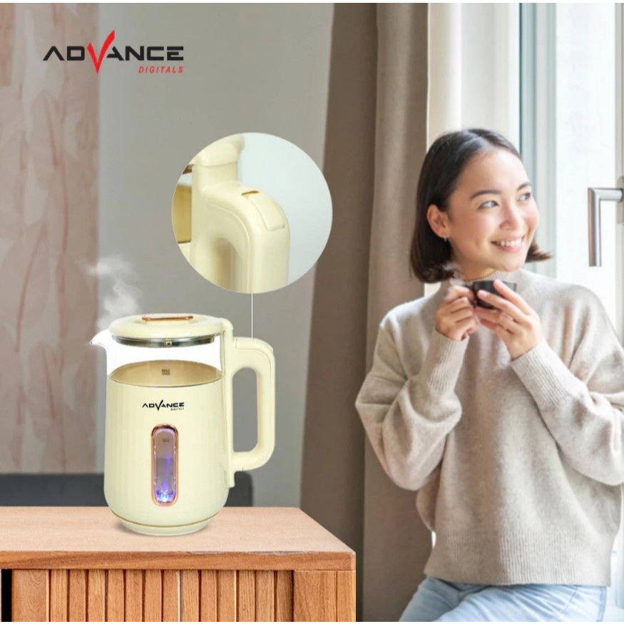 Advance Digitals AK-301 Electric Kettle 1.8L Teko Listrik Kaca Transparan Garansi Resmi 1 Tahun
