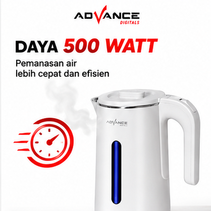 Advance AK-184 Teko Listrik 1.8 Liter Electric Kettle 500W Stainless Steel Pemanas Air Otomatis Garansi Resmi 1 Tahun
